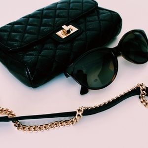 Forever 21 Mini Black and Gold Bag